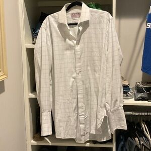 Thomas Pink White Checkered Casual Shirt